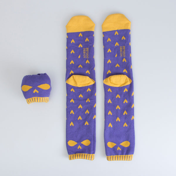 SKULL PATTERN SOCKS 印花骷髏襪_芥黃壞壞臉