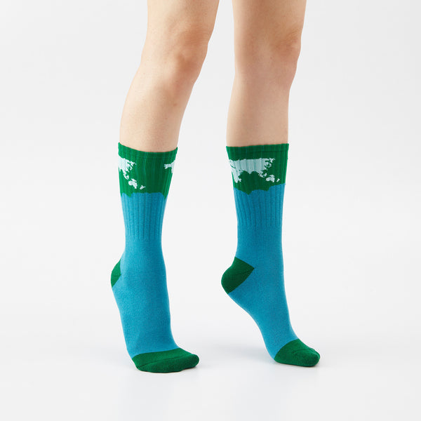 PLANET SOCKS_地球襪 (綠色亞馬遜)