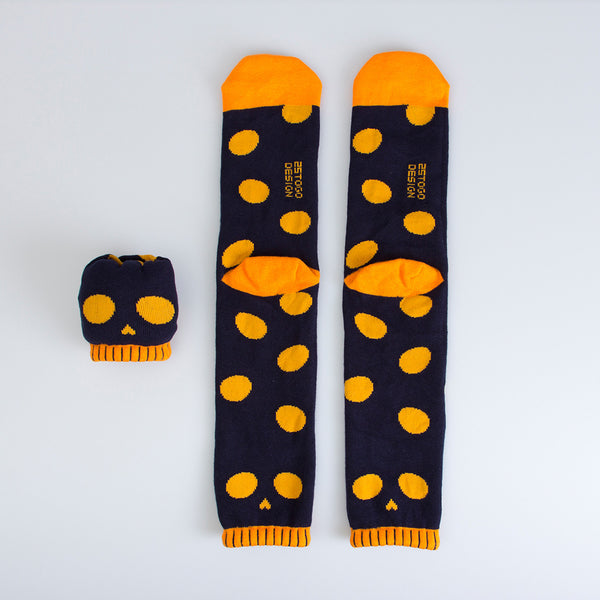 SKULL PATTERN SOCKS 印花骷髏襪_亮橘傻傻臉