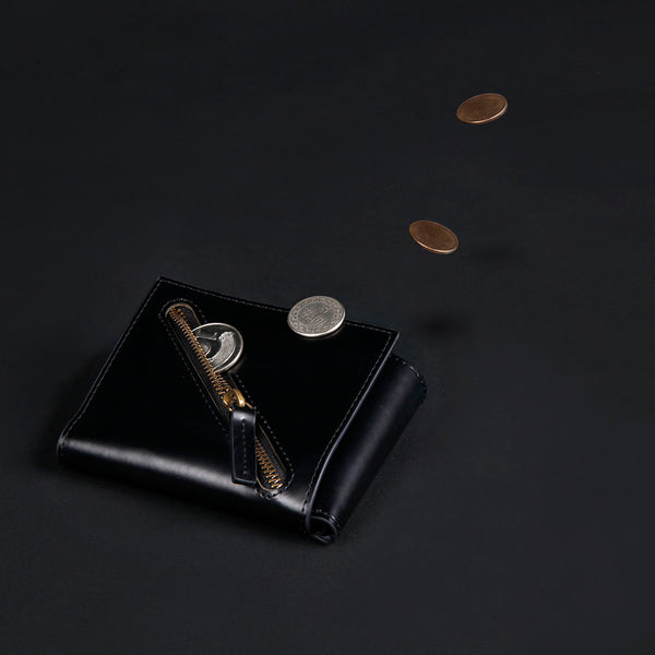 Fuun Black 分錢包_斜角拉鍊
