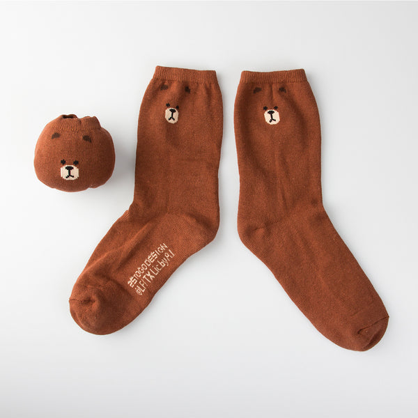 LINE FRIENDS 球襪_熊大一號表情