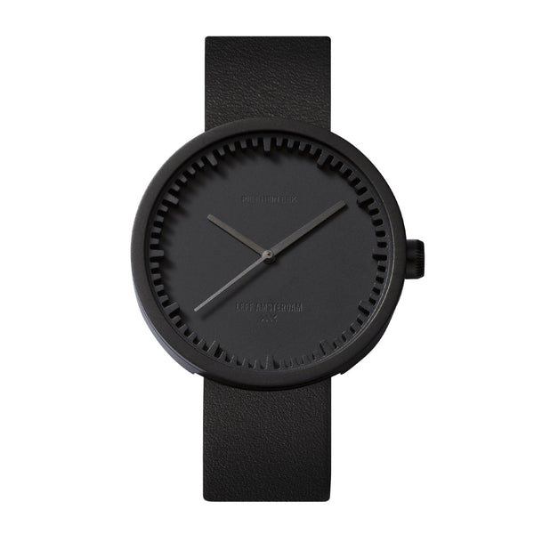 Tube watch D38_北歐工業齒輪設計真皮腕錶_霧黑/黑皮帶 black with black leather