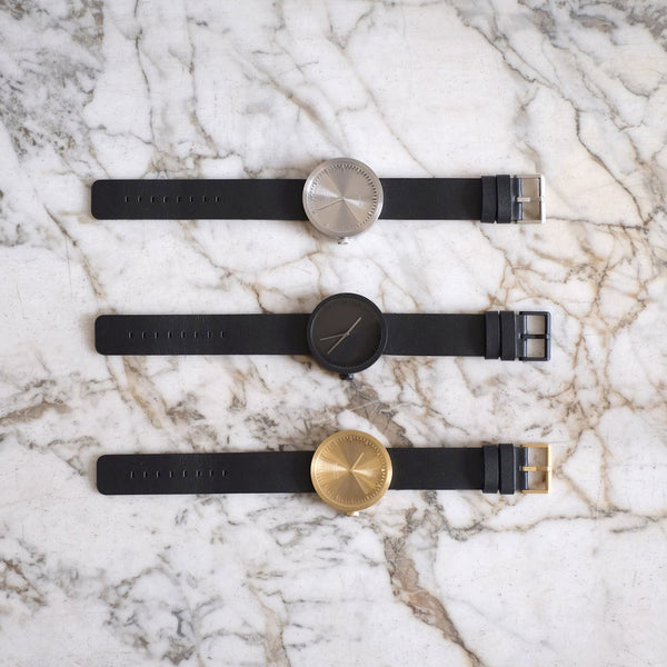 Tube watch D38_北歐工業齒輪設計真皮腕錶_霧黑/黑皮帶 black with black leather