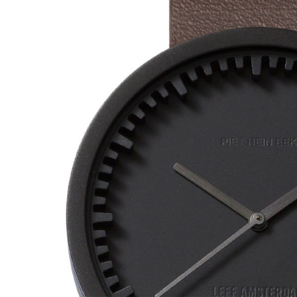 Tube watch D38_北歐工業齒輪設計真皮腕錶_霧黑/棕皮帶 black with brown leather