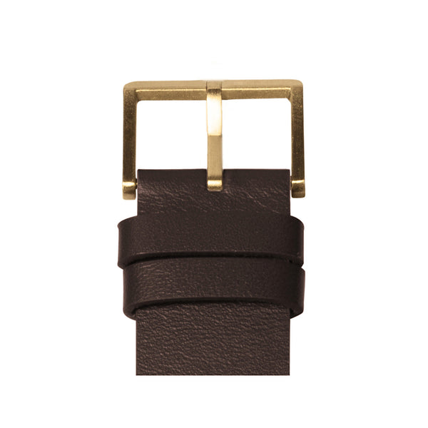 Tube watch D38_北歐工業齒輪設計真皮腕錶_黃銅/棕皮帶 brass with brown leather