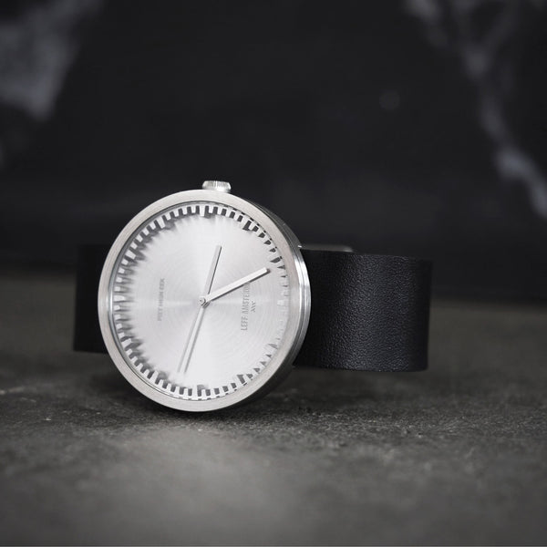 Tube watch D38_北歐工業齒輪設計真皮腕錶_不鏽鋼/黑皮帶 steel with black leather