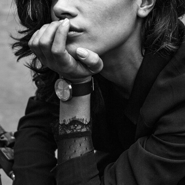 Tube watch D38_北歐工業齒輪設計真皮腕錶_不鏽鋼/黑皮帶 steel with black leather