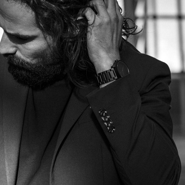 Tube watch S42_北歐工業齒輪設計腕錶_霧黑/黑鋼帶 Black 42mm