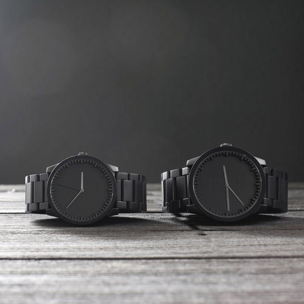 Tube watch S42_北歐工業齒輪設計腕錶_霧黑/黑鋼帶 Black 42mm