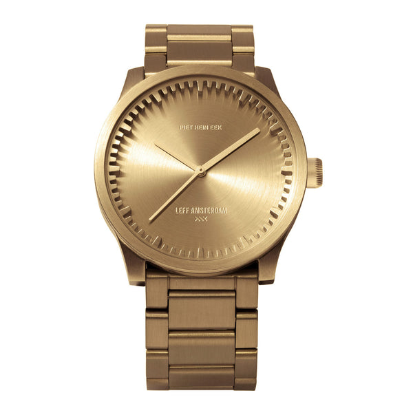 Tube watch S42_北歐工業齒輪設計腕錶_黃銅色/黃銅色鋼帶 Brass 42mm
