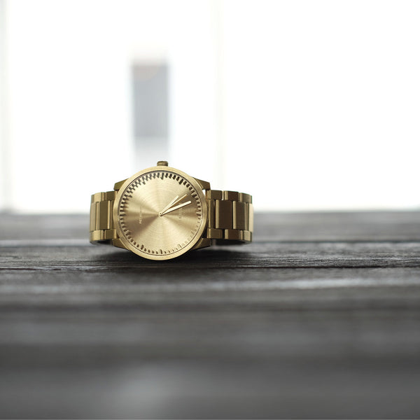 Tube watch S42_北歐工業齒輪設計腕錶_黃銅色/黃銅色鋼帶 Brass 42mm