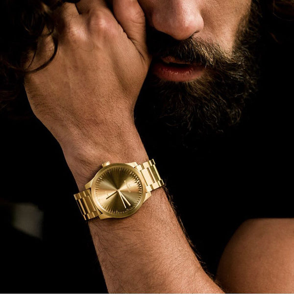 Tube watch S42_北歐工業齒輪設計腕錶_黃銅色/黃銅色鋼帶 Brass 42mm