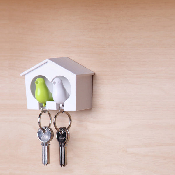 Duo Sparrow Keyring_Whistle Key Ring+Key Holder 雀兒愛巢-鑰匙圈組_白屋