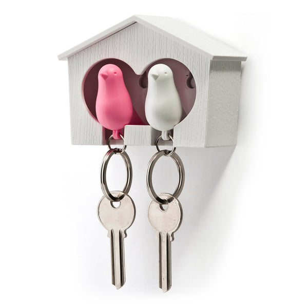 Duo Sparrow Keyring_Whistle Key Ring+Key Holder 雀兒愛巢-鑰匙圈組_白屋