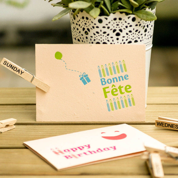 種子紙生日卡 Happy Birthday_Bonne Fête 法文版