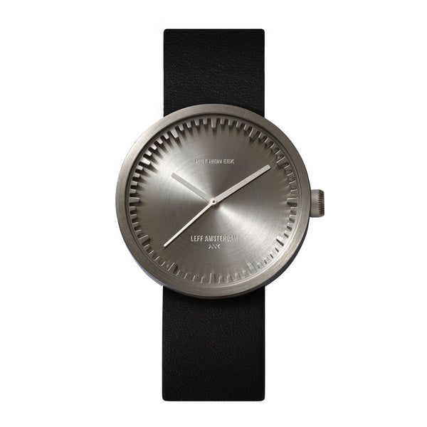 Tube watch D38_北歐工業齒輪設計真皮腕錶_不鏽鋼/黑皮帶 steel with black leather
