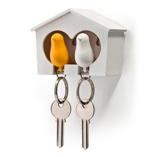 Duo Sparrow Keyring_Whistle Key Ring+Key Holder 雀兒愛巢-鑰匙圈組_白屋